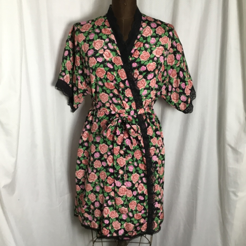Lily of France Sleepwear Vintage 60s 70s Peignoir Set Robe Gown Roses Lace ILGWU